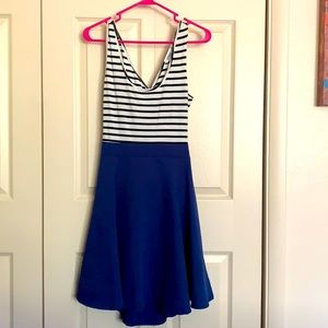 Missky blue, black and white striped dress